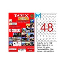 Tanex Laser Etiket 100 Yp 0.30 Mm Laser-copy-ınkjet Yuvarlak Tw-2130 Diğer