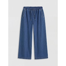 Lcw Modest İndigo Beli Lastikli Wideleg Kadın Jean Pantolon