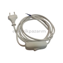 Abajur Kablosu Hazır Fişli Anahtarlı Beyaz 1.5 Metre