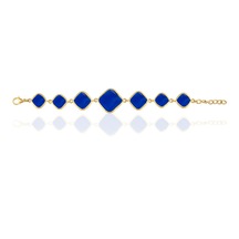 Kadir Jewellery 22 Ayar Altın Kaplama Zirkon Taşlı Ayarlanabilir Zincir Bileklik Parlement Mavisi