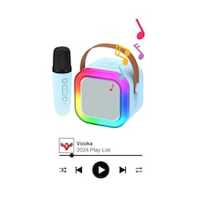 Bluetooth Hoparlör Parti Hoparlörü Karaoke Mikrofon li Işıklı Ses Bombası Usb Sd Girişli