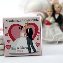 Dark Brown Nikah Çikolatası Kişiselleştirilebilir El Yapımı Madlen Çikolata NKK1 48 Adet