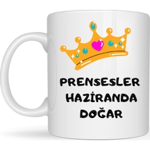 Prensesler Haziranda Doğar Yazılı Kupa Model 250 Taç Tasarımlı Haziran Ayı Doğum Günü Temalı Seramik Kahve Kupası Çok Renkli