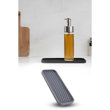 Gri Renk Silikon Yağdanlık Yağlık Sirkelik Altlığı Organizer Sunumluk Sabunluk Altlığı 23x10 Cm Diğer