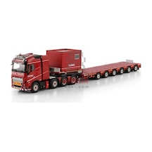 1/50 Nooteboom Red Line Volvo Fh5 Globetrotter 8x4 Manoovr - 6 Axle + 10ft Contaıner