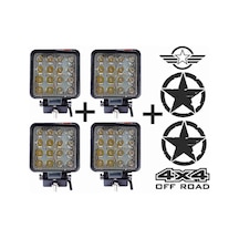 Sm Motors Off Road Sis Farı Sis Lambası 16 Led Kare 4'lü Paket Siyah Tyc00490455239