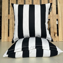 2'li Fermuarlı Dekoratif Kırlent Kılıfı - 40x40 Cm Beyaz - Siyah