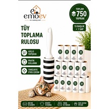 Tüy Toplayıcı Rulo Seti 15 Başlık / Toplam 750 Yaprak - Yüksek Yapışkanlı Kedi Köpek Tüyü, Koltuk Ve Kıyafet Temizleme Rulosu
