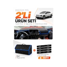 E-biz Cıtroen C4x Displaysiz 2020-2026 Uyumlu Torpido Örtüsü + Deri Çanta - Siyah-mavi - Cı001