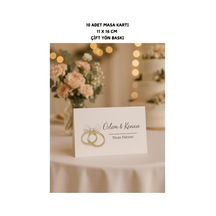 Nişan Yüzüklü Masa Kartı - Çift Yön Baskı - 11x16cm - İsme Özel - Nişan Kartı - Nikah Kartı