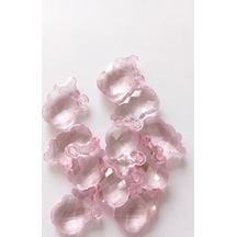 12 Adet Şeffaf Pembe Kristal Kesim Biberon Figürü - 4.5 Cm Büyük Boy Bebek Şekeri Ve Organizasyon Süsü