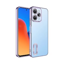 Zore Redmi 12 Kılıf Kamera Korumalı Logo Gösteren Nvth Omega Kapak - Lila