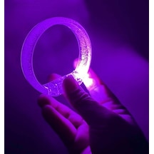 Mor Led Işıklı Baskı Yapılabilen Pilli Bileklik Bilezik 1,5 Cm Genişlik Pop