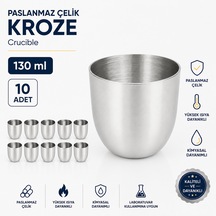 Paslanmaz Çelik Kroze 130 Ml - Crucible - 10 Adet