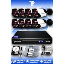 Picam 8 Kameralı Panda 8 Dış Kamera Set 500 GB HDD Full HD Gece Görüşlü Güvenlik Kamerası Sistemi
