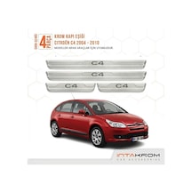 Citroen C4 2004-2010 Uyumlu Satine Krom Kapı Koruma Eşiği 4 Prç