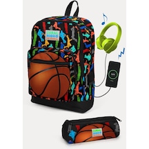 Coral High Kids Siyah Basketbol Desenli Usb'li 2'li Okul Çanta Seti Set0223281