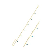 Söğütlü Silver Gümüş Altın Yaldızlı Zirkon Taşlı Cam Göz Sallantılı Halhal Gümüş - Rose Gold