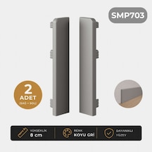 Sempla Pvc Süpürgelik Koyu Gri - Smp703 Bitiş Kapağı Aksesuarı 1 Paket - 2 Adet
