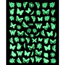 Karanlıkta Parlayan Butterfly Tırnak Sticker Tırnak Etiketi Nail Art Jo-1290