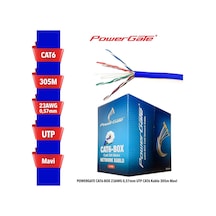 Powergate Cat6-box-bl, 23awg 0,57mm, Utp, Cat6 Kablo, 305m, Mavi
