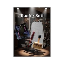Deri Düğmeli Penuar, Koz02 Ense Fırçası, Koz06 Tarak, Koz03 Makas Seti Kuaför Seti