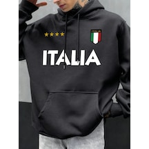Startmore Tarzsokak İtalya İtalyan Bayrağı Tasarım Erkekler Hoodie Polar Kapüşonlular Cep Yumuşak Hoody Sonbahar Antrasit