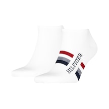 Tommy Hilfiger Tab Sock 2 Pack White Pamuklu Patik Bilek Çorap 2 Li Pkt Beyaz