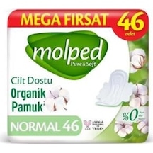 Molped Pure & Soft Organik Pamuklu Hijyenik Ped Mega Fırsat Paketi 46 Lı Normal