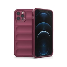 Apple Uyumlu iPhone 12 Pro Uyumlu Kılıf Optimum Silikon - Bordo