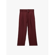 Koton Cepli Çift Kemer Detaylı Düz Bol Paça Kumaş Pantolon Bordo 6wak40183pw Bordo