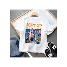 Stil-x K-pop Demon Hunters / Huntrıx Baskılı Çocuk Tshırt, %100 Pamuklu Kumaş Beyaz-1