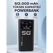 50.000 Mah Taşınabilir Powerbank 22,5 W Hızlı Şarj 4 Dahili Şarj Kablosu Dijital Ekran Led Aydınlatma Ve Taşıma Sapı - Lisinya Siyah