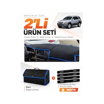 E-biz Kia Sorento 2006-2009 Uyumlu Torpido Örtüsü + Deri Bagaj Çantası Seti - Siyah-mavi - Kı018