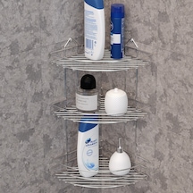 Teknotel Üç Katlı Banyo Köşe Rafı Krom Bk003 Krom