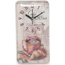 Kahve Fincanlı Dikdörtgen Saat - Renkli - 17x9 Cm Çok Renkli