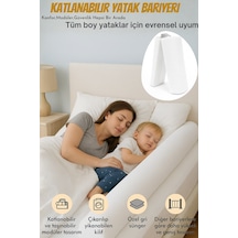 Dizanor Katlanabilir Yatak Bariyeri Yıkanabilir Kılıf Yüksek Ve Geniş Güvenlik Bariyeri Beyaz