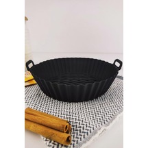 Digithome Yanmaz Yapışmaz Silikon Kulplu Airfryer Kalıbı 20 Cm Siyah Thn75823 Siyah