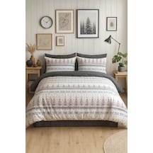 Mystory Home Lastikli Çarşaflı Çift Kişilik Nevresim Takımı Estilla Füme Turuncu