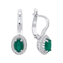 Sirius Oval Zümrüt Ve Pırlanta Taşlı Küpe  0804E0030