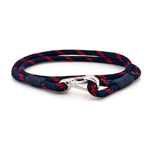 Kirmizi Lacivert Paracord Metal Kanca Erkek Bileklik Bt549 Çok Renkli