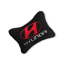 Hyundai Nakış Işlemeli Siyah Polar Ortopedik Araç Oto Koltuk Seyahat Boyun Yastık / Tekli Siyah