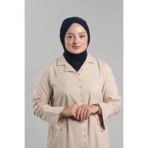 Hürrem Bone Lacivert Pratik Hazır Geçmeli Tesettür Eşarp Sandy Arkadan Çıtçıtlı Piliseli Hijab 2406 02 Lacivert