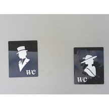 Vintage Wc Tabelası Gümüş
