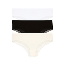 3 Lü Paket Şahin Bayan Kenar Dantelli Likralı Bikini Külot 30621 Çok Renkli