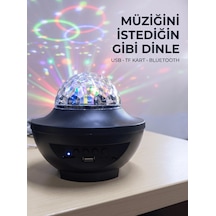 Tek Bluetooth Müzikli Disko Işığı Rgb Parti Projektörü Dahili Hoparlör Usb Micro Sd Destekli Najmaddin
