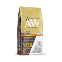Animal World Tavuklu ve Pirinçli Yetişkin Kedi Maması 15 KG
