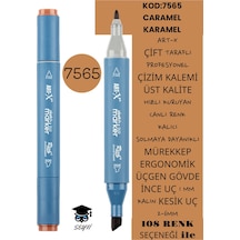 Çift Taraflı Profesyonel Çizim Kalemi Kalıcı Mürekkep Üçgen Gövde İnce Uç 1 Mm Kesik Uç 2-6mm Sketch 7565-karamel