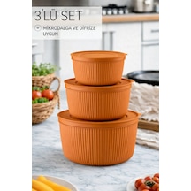 Saklama Kabı 3'lü Set 1550 - 1000 - 550ml Depolama Kutusu - Gıda Çerezlik Hobi Çok Amaçlı Box Turuncu