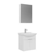 Orka Purus 55 Cm Parlak Beyaz Ayna Dolaplı Banyo Dolabı Takım Asma Beyaz